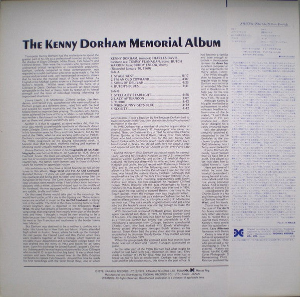 Kenny Dorham – The Kenny Dorham Memorial Album LP vinyl record, image 2 of 4