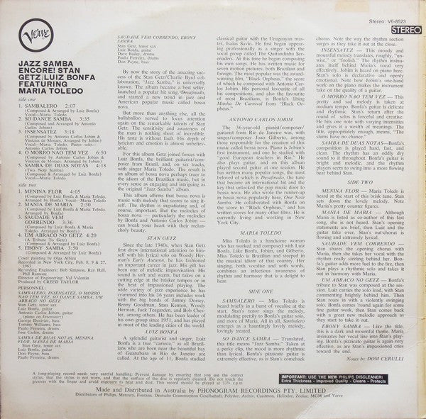 Stan Getz, Luiz Bonfá – Jazz Samba Encore! LP vinyl record, image 2 of 4