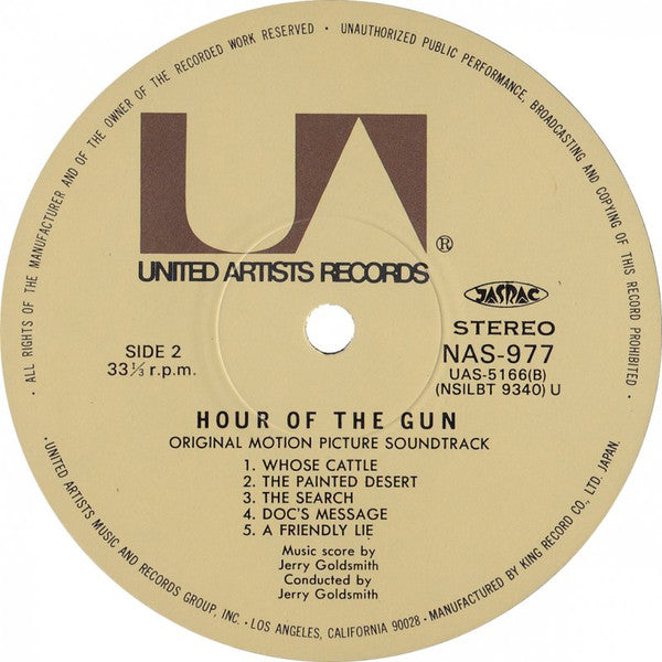 Jerry Goldsmith – Hour Of The Gun LP vinyl record, image 4 of 4