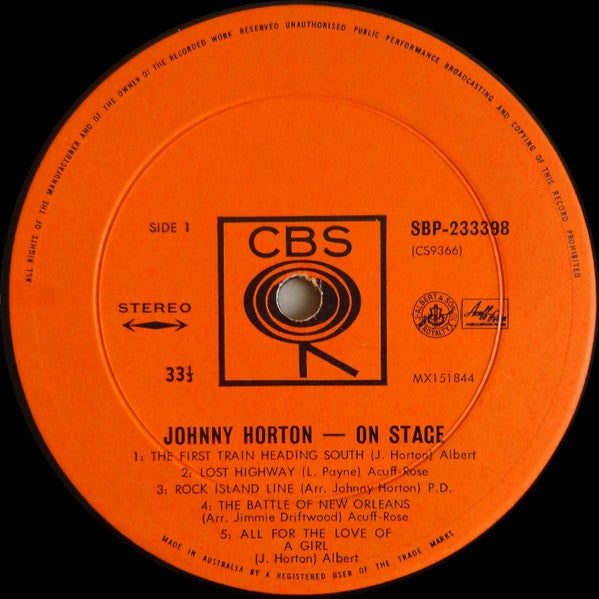 Johnny Horton – Johnny Horton On Stage LP vinyl record, image 3 of 4