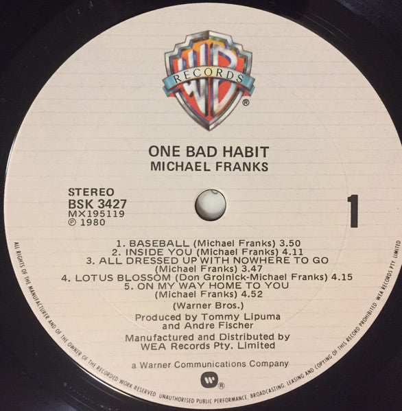 Michael Franks – One Bad Habit LP vinyl record, image 5 of 6