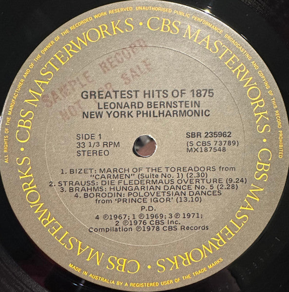 New York Philharmonic – The Greatest Hits of 1875 LP vinyl record, image 3 of 4
