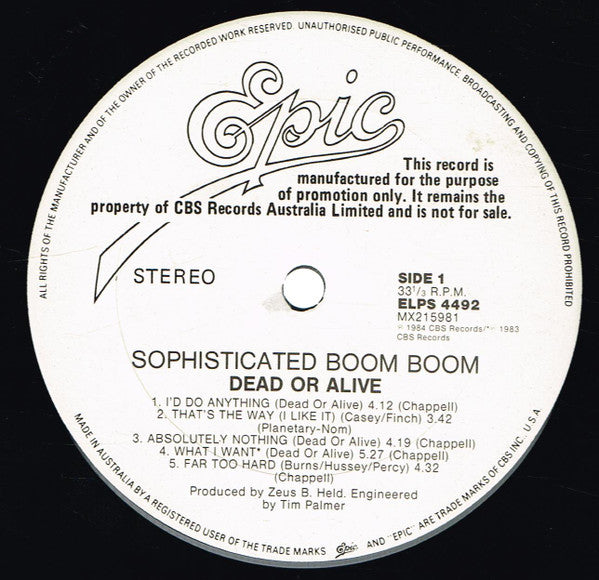 Dead Or Alive – Sophisticated Boom Boom LP vinyl record, image 3 of 4