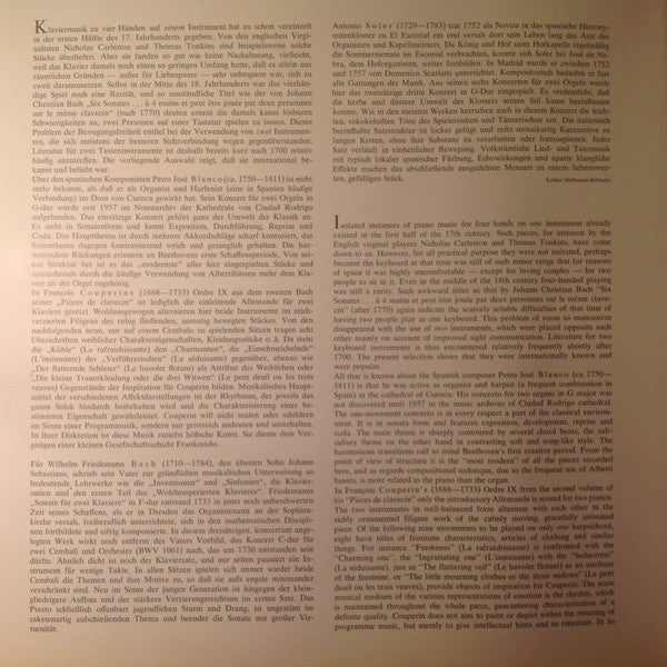 Ton Koopman, Anneke Uittenbosch – Werke Für Zwei Cembali Works For Two Harpsichords/Oeuvres Pour Deux Clavecins LP vinyl record, image 5 of 6