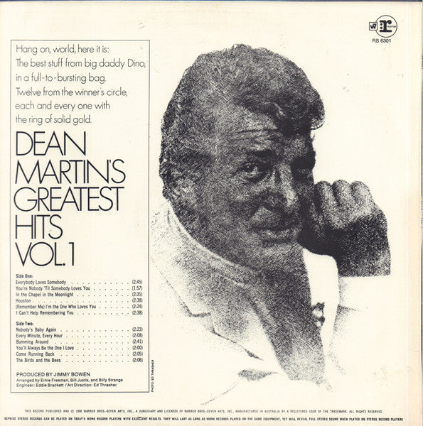 Dean Martin – Dean Martin's Greatest Hits! Vol. 1 LP vinyl record, image 2 of 4