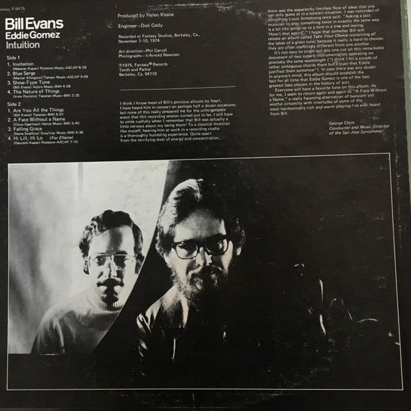 Bill Evans, Eddie Gomez – Intuition LP vinyl record, image 2 of 6