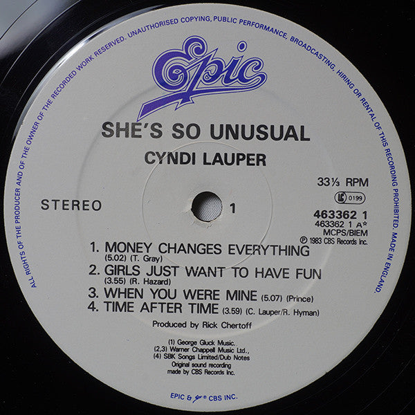 Cyndi Lauper – She's So Unusual LP vinyl record, image 3 of 8