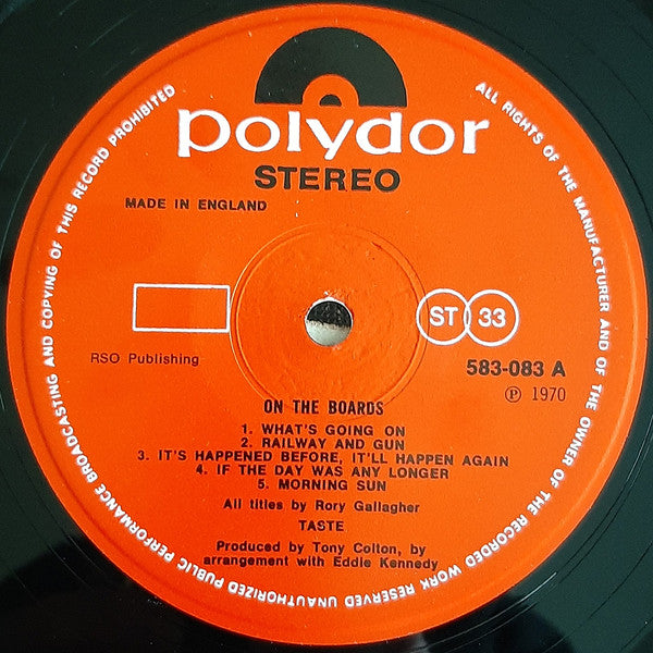 Taste – On The Boards LP vinyl record, image 3 of 6