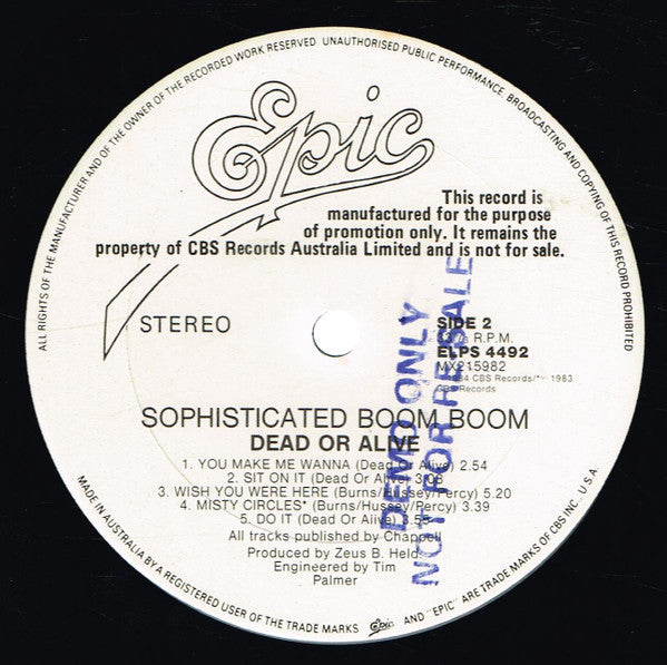 Dead Or Alive – Sophisticated Boom Boom LP vinyl record, image 4 of 4