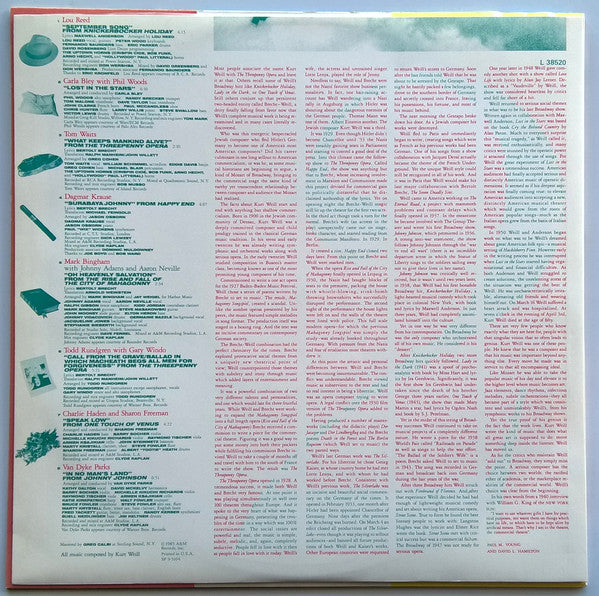 Various – Lost In The Stars (The Music Of Kurt Weill) LP vinyl record, image 6 of 6