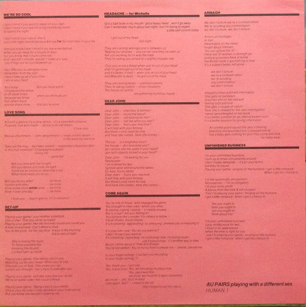 Au Pairs – Playing With A Different Sex LP vinyl record, image 5 of 7