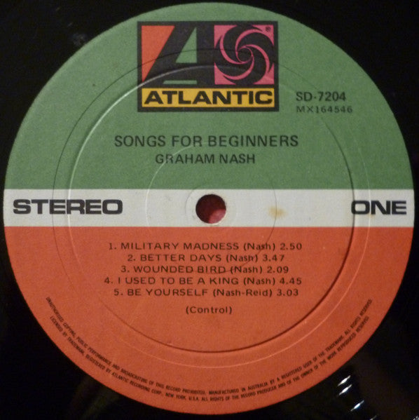 Graham Nash – Songs For Beginners LP vinyl record, image 3 of 4