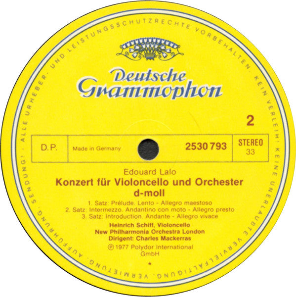 Heinrich Schiff, Sir Charles Mackerras, New Philharmonia Orchestra – Camille Saint-Saëns, Gabriel Fauré, Édouard Lalo: Works for Cello & Orchestra LP vinyl record, image 4 of 4