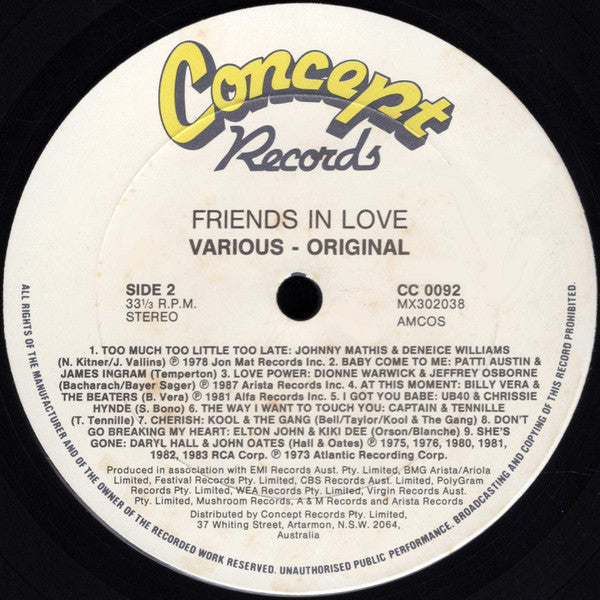 Various – Friends in Love LP vinyl record, image 4 of 4