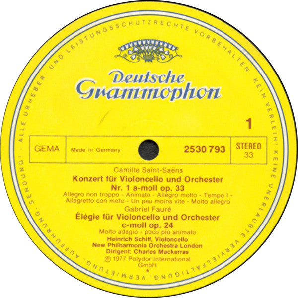 Heinrich Schiff, Sir Charles Mackerras, New Philharmonia Orchestra – Camille Saint-Saëns, Gabriel Fauré, Édouard Lalo: Works for Cello & Orchestra LP vinyl record, image 3 of 4