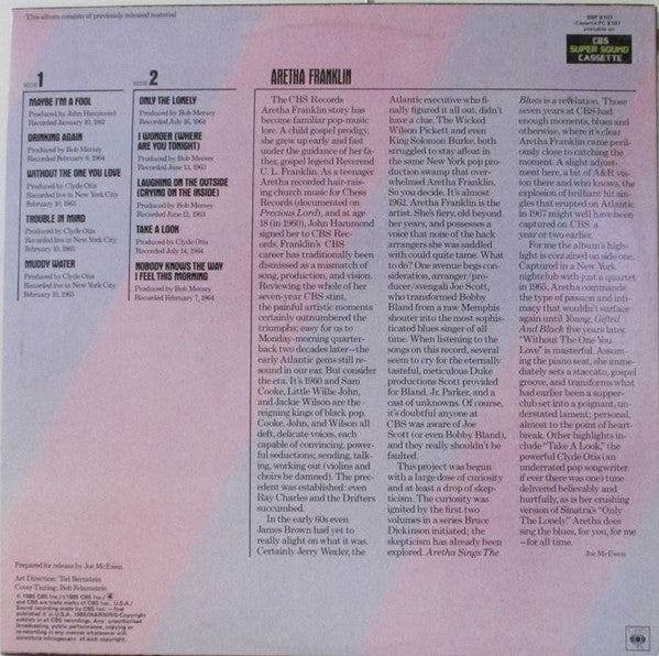 Aretha Franklin – Aretha Sings The Blues LP vinyl record, image 2 of 4