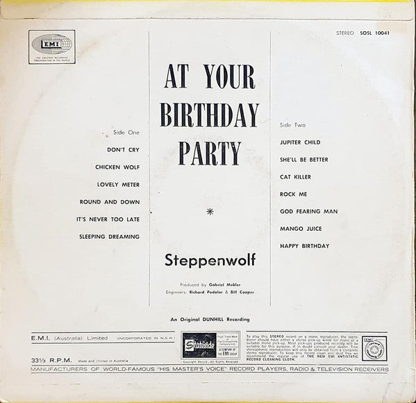 Steppenwolf – At Your Birthday Party LP vinyl record, image 2 of 4