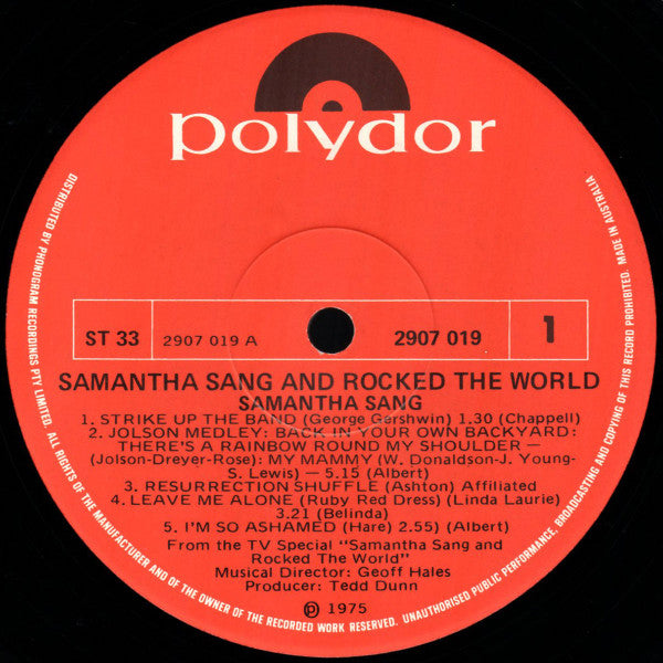 Samantha Sang – Samantha Sang And Rocked The World LP vinyl record, image 3 of 4