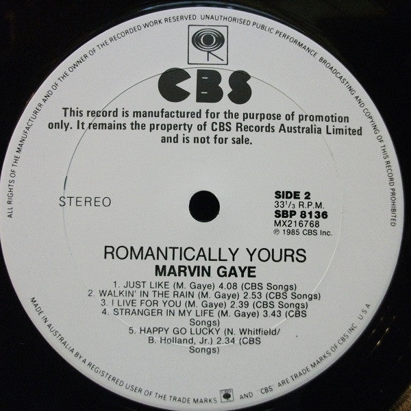 Marvin Gaye – Romantically Yours LP vinyl record, image 4 of 4