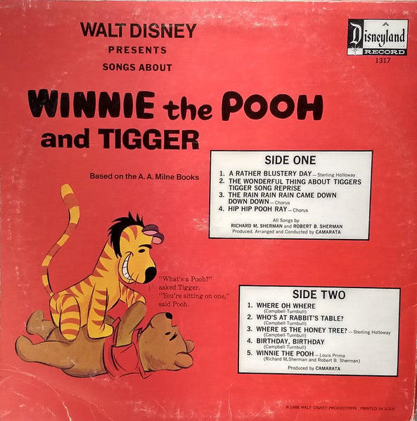 Various – Winnie The Pooh And Tigger LP vinyl record, image 2 of 4