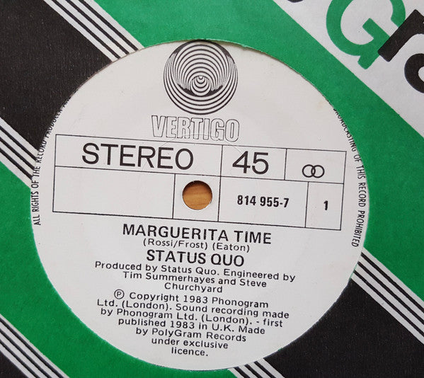 Status Quo – Marguerita Time 7" vinyl record, image 1 of 2