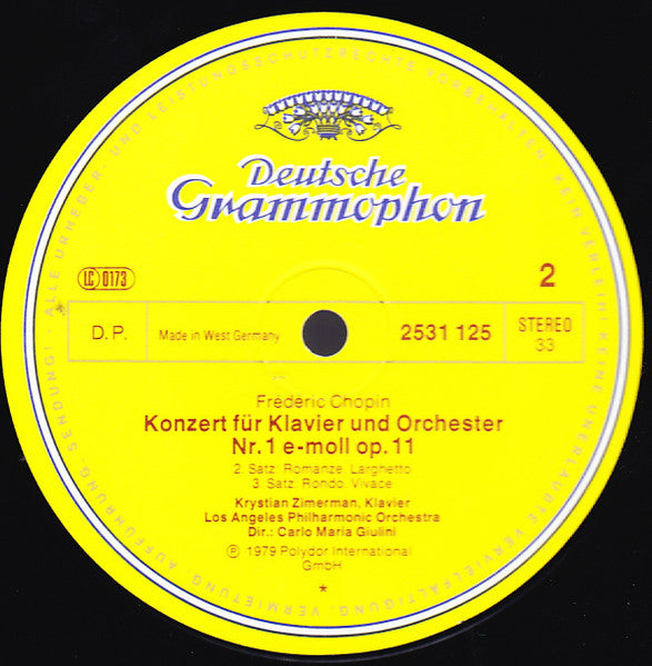 Frédéric Chopin, Krystian Zimerman, Los Angeles Philharmonic Orchestra, Carlo Maria Giulini – Klavierkonzert · Piano Concerto No. 1 LP vinyl record, image 4 of 10
