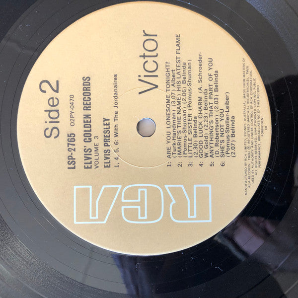 Elvis Presley – Elvis' Golden Records, Vol. 3 LP vinyl record, image 4 of 4