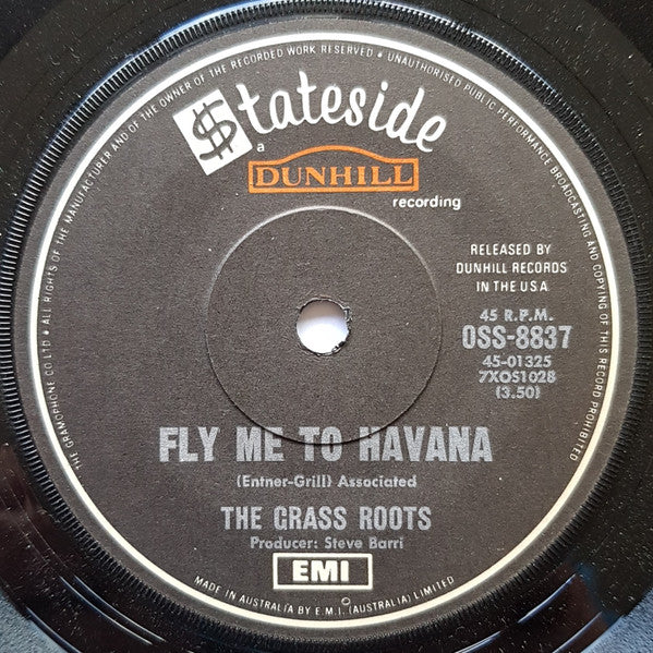 The Grass Roots – I'd Wait A Million Years / Fly Me To Havana 7" vinyl record, image 2 of 2