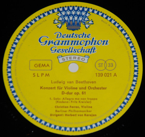 Ludwig Van Beethoven, Christian Ferras, Herbert von Karajan, Berliner Philharmoniker – Violinkonzert D-Dur LP vinyl record, image 3 of 4