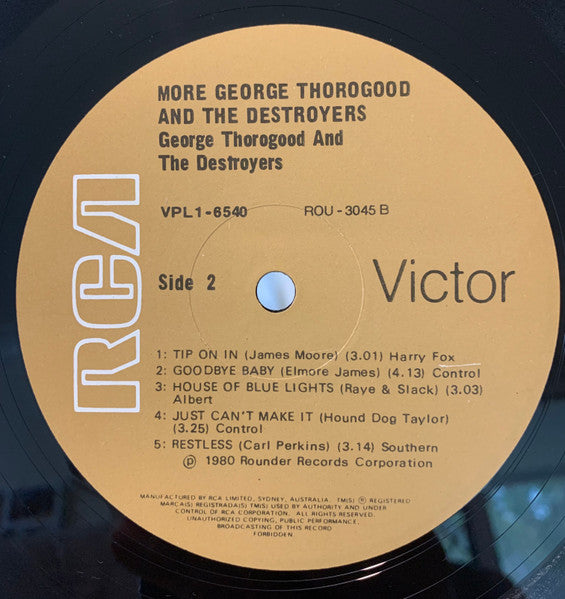 George Thorogood & The Destroyers – More George Thorogood And The Destroyers LP vinyl record, image 4 of 4