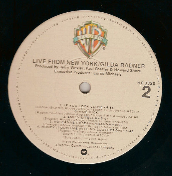 Gilda Radner – Live From New York LP vinyl record, image 3 of 3