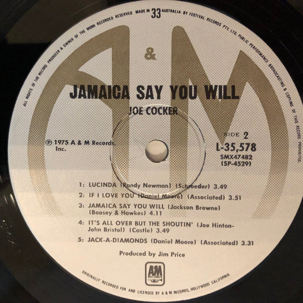 Joe Cocker – Jamaica Say You Will LP vinyl record, image 7 of 8