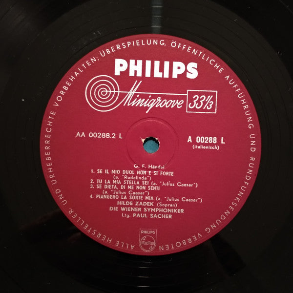 Hilde Zadek, Paul Sacher, Wiener Symphoniker – Haydn, Händel, Purcell - Sopran-Arien Aus Der Barockzeit LP vinyl record, image 4 of 4