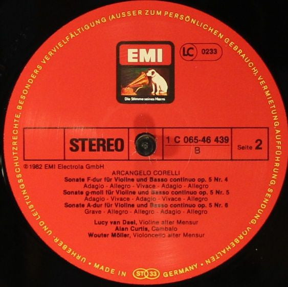 Arcangelo Corelli, Lucy van Dael, Alan Curtis, Wouter Möller – Sonaten Für Violine Und Basso Continuo Op. 5 Nr. 1~6 LP vinyl record, image 4 of 4
