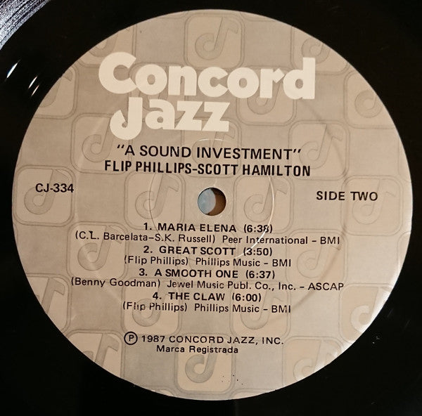 Flip Phillips, Scott Hamilton – A Sound Investment LP vinyl record, image 4 of 4