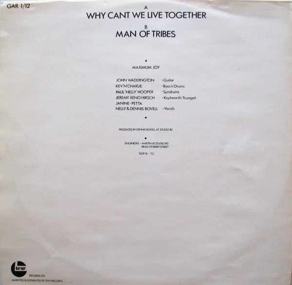 Maximum Joy – Why (Can't We Live Together) 12" vinyl record, image 2 of 4