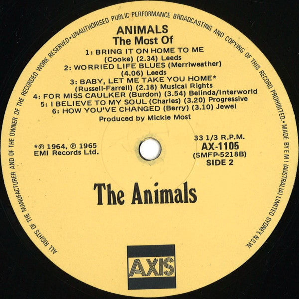 The Animals – The Most Of LP vinyl record, image 3 of 6