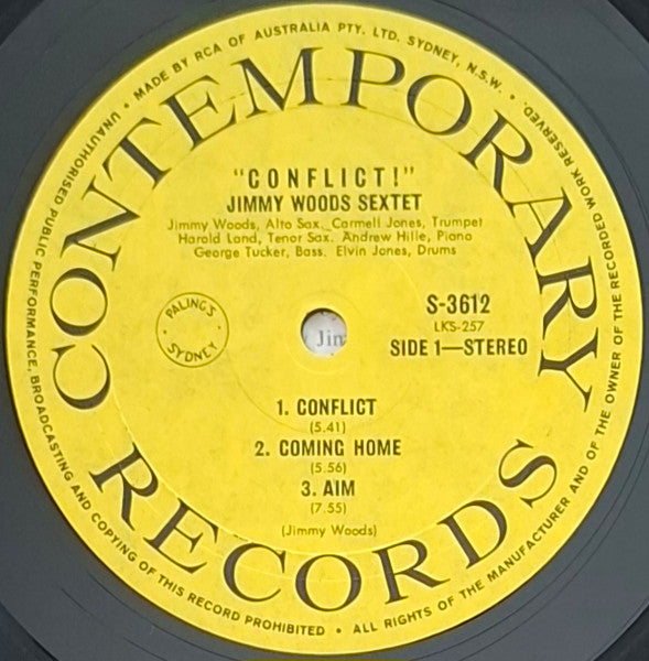 Jimmy Woods Sextet, Elvin Jones – Conflict LP vinyl record, image 3 of 4