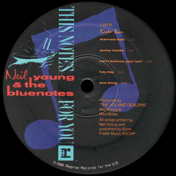 Neil Young, The Bluenotes – This Note's For You LP vinyl record, image 4 of 6