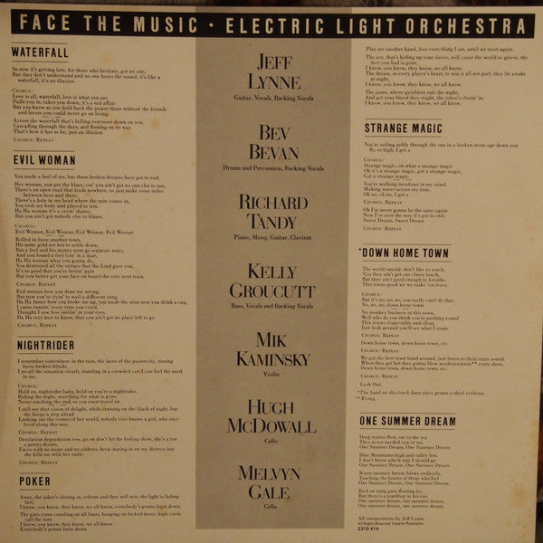 Electric Light Orchestra – Face The Music LP vinyl record, image 5 of 6