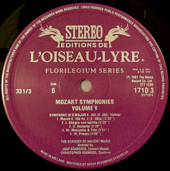 Wolfgang Amadeus Mozart, The Academy Of Ancient Music – The Symphonies Salzburg 1775-1783 (4xLP) LP vinyl record, image 7 of 10