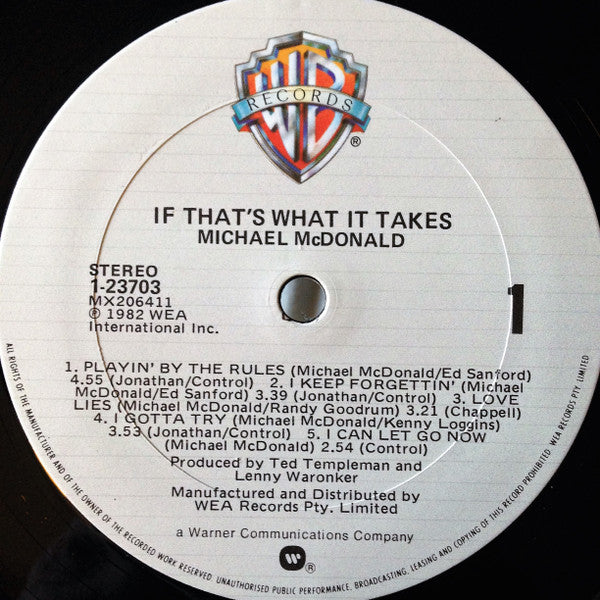 Michael McDonald – If That's What It Takes LP vinyl record, image 7 of 8