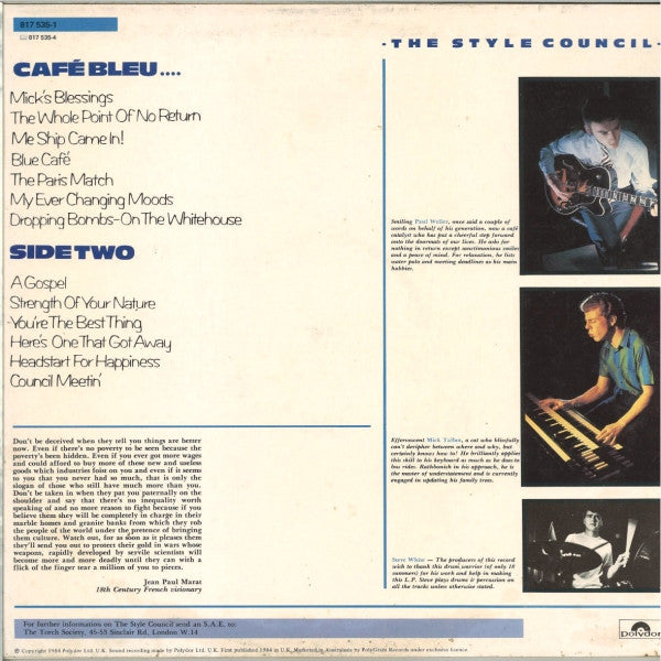 The Style Council – Café Bleu LP vinyl record, image 2 of 6
