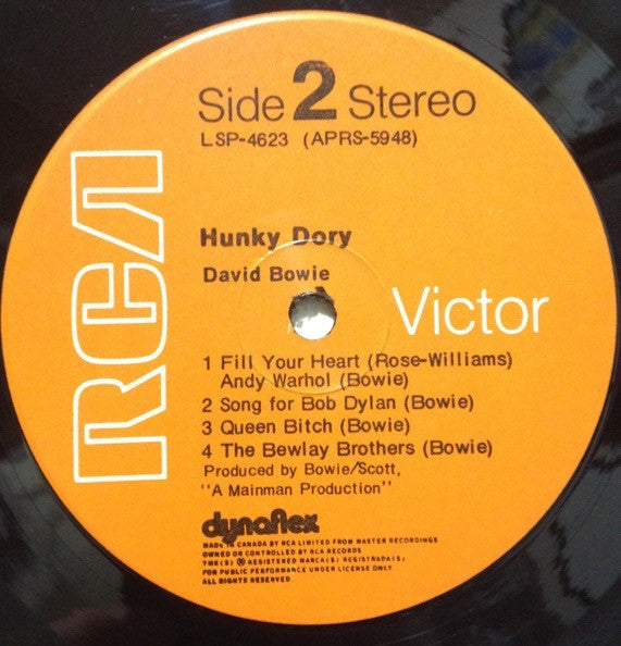 David Bowie – Hunky Dory LP vinyl record, image 4 of 5