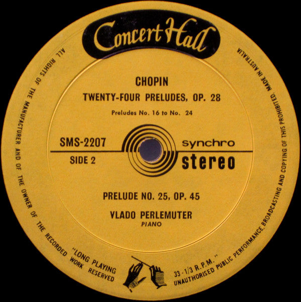 Frédéric Chopin, Vlado Perlemuter – 24 Preludes Op. 28 - Prelude No. 25 No. 45 LP vinyl record, image 4 of 4