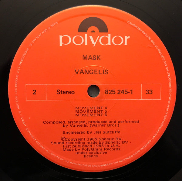 Vangelis – Mask LP vinyl record, image 4 of 4