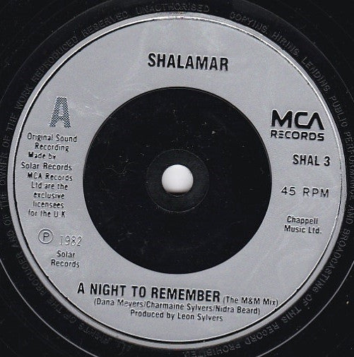 Shalamar – A Night To Remember 7" vinyl record, image 3 of 4
