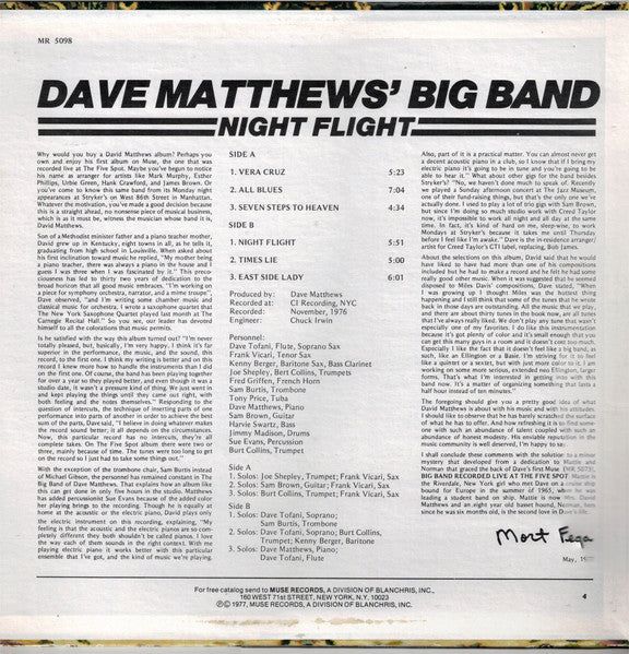 Dave Matthews' Big Band – Night Flight LP vinyl record, image 2 of 4