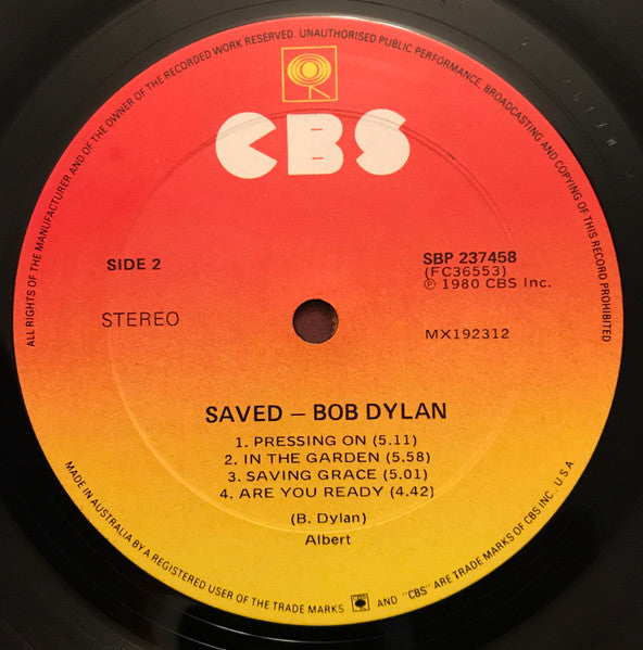 Bob Dylan – Saved LP vinyl record, image 6 of 6