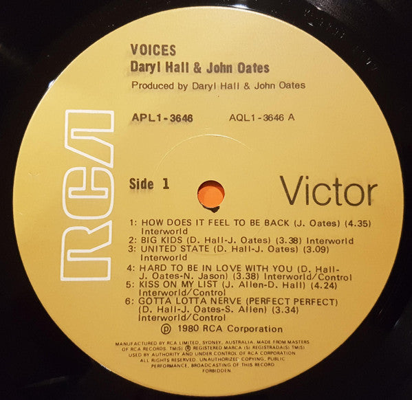 Daryl Hall & John Oates – Voices LP vinyl record, image 3 of 6